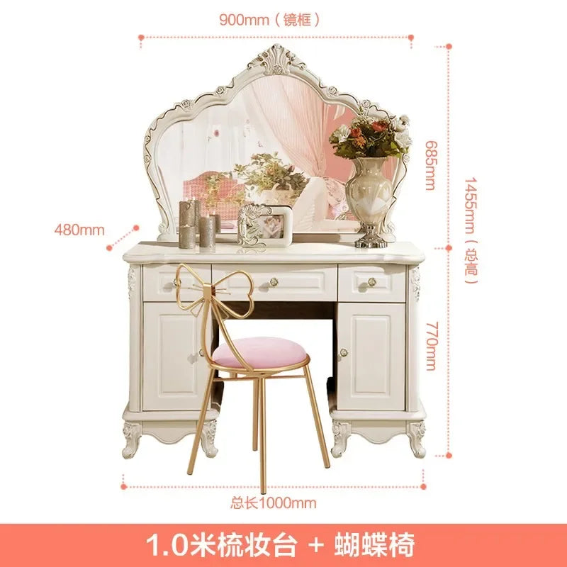 European Luxury Vanity Table Girls Wooden White Tall Vanity Table Makeup Nordic Penteadeira De Maquiagem Bedroom...