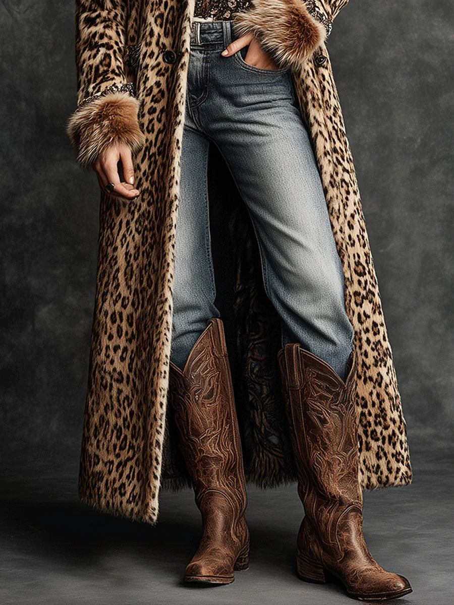 Daily Brown Turndown Collar Long Sleeve Contrast Vintage Faux Fur Coat | Kimlud Premium Shirt