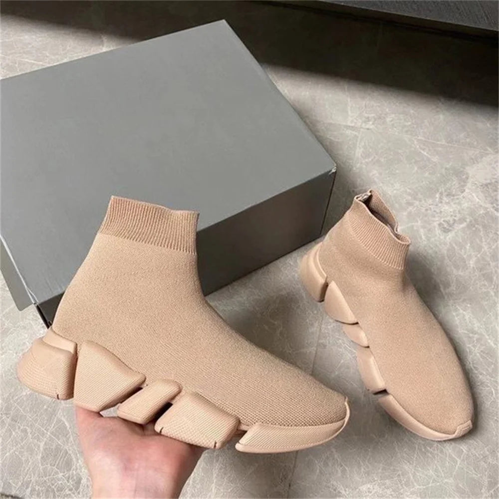 Hot Black High Top Women Socks Shoes Sneakers Breathable Couples Casual Sports Shoes Comfy Platform Sock Sneakers Men - Kimlud