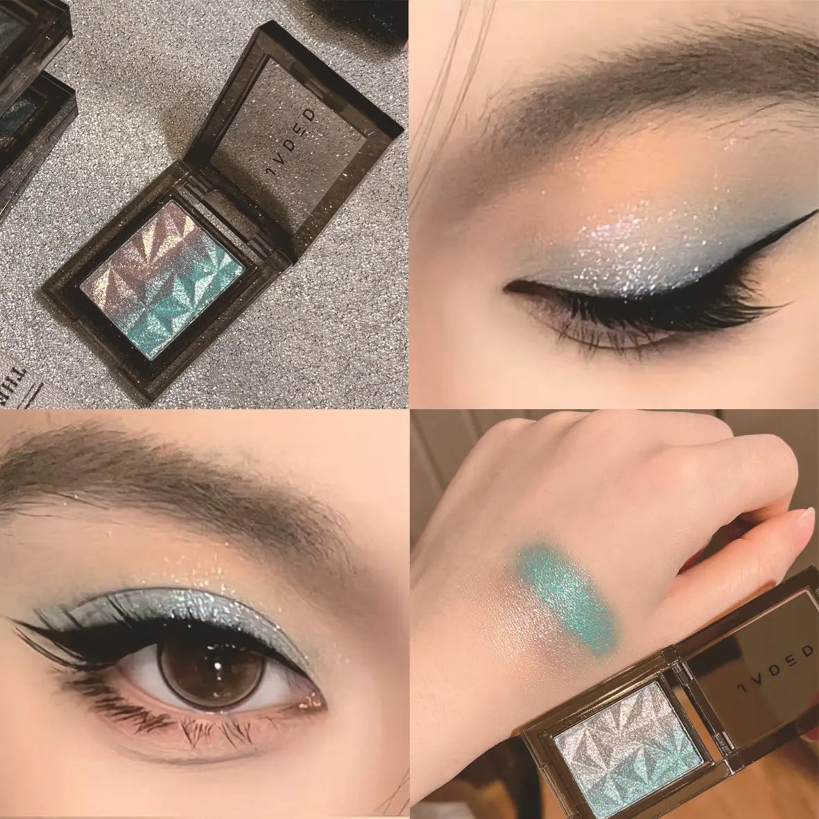 Metallic Gradient Eyeshadow Palette Silver Blue Punk Smoky Eye Shadow Highly Pigmented Pressed Purple Glitter Eyes...