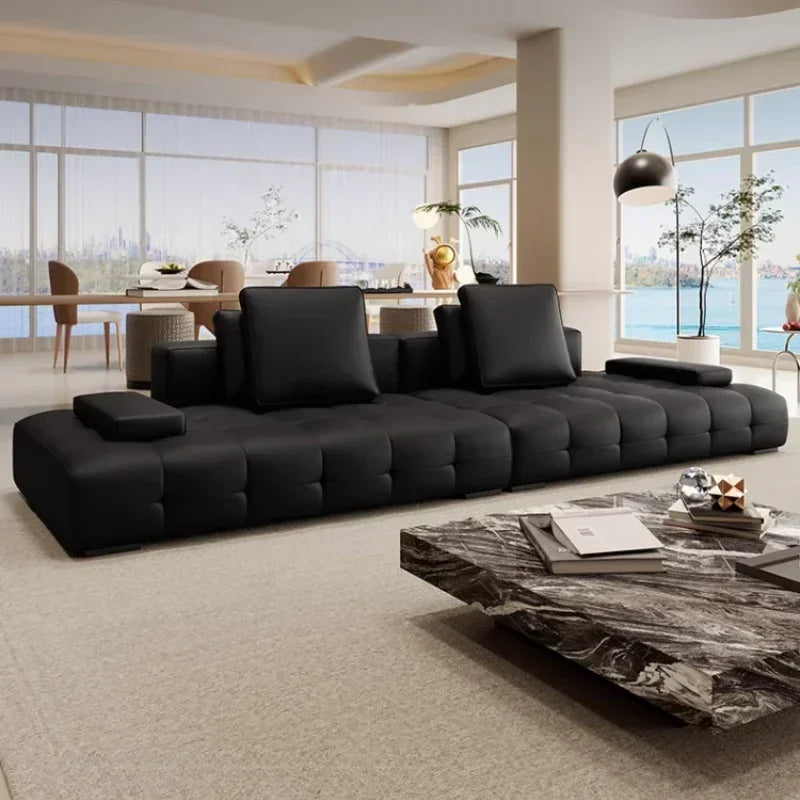 European Longer Sofa Luxury Leather Desig Lounge Living Room Sofa Modern Recliner Puffs Muebles Para El Hogar Couch Furniture