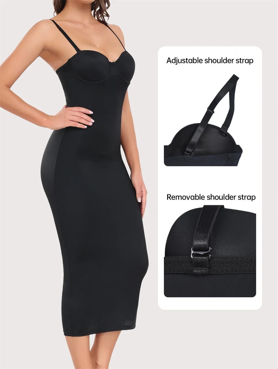 Wechey Slip Dress Tummy Control Shapewear Women Slimming Body Push Up Bras Lifts Breasts Underwear Slit Hemline