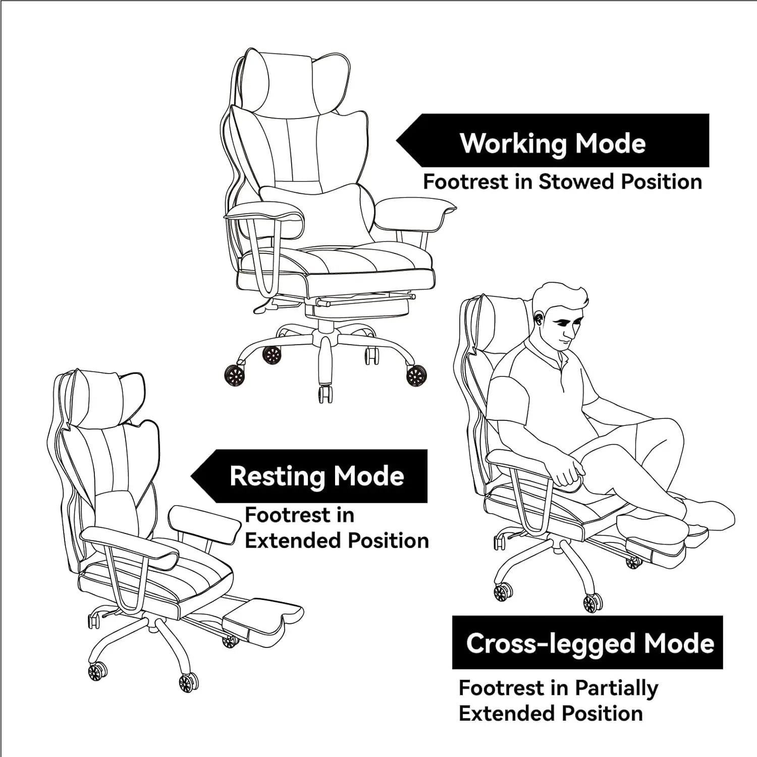 Heavy-Duty Executive Office Chair with Footrest, 400lbs Capacity, Reclining Backrest, Light Green Leather | Kimlud...