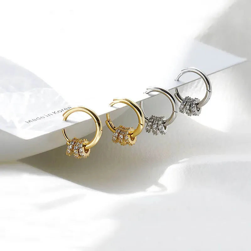 New Authentic 925 Sterling Silver Dainty Small Zircon Inlaid Round Circle Hoop Earrings for Women Gold Earrrings Jewelry...