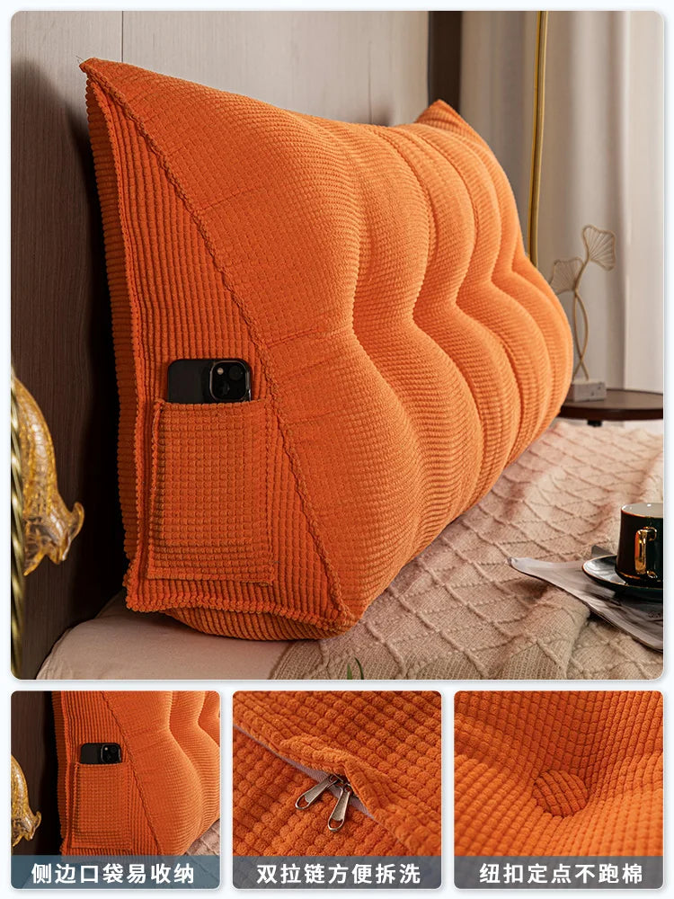 Long Pillow Headboard Cushion Triangle Large Back Bed Soft Bag Pillow Can Be Disassembled and Washed Bedroom Sofa