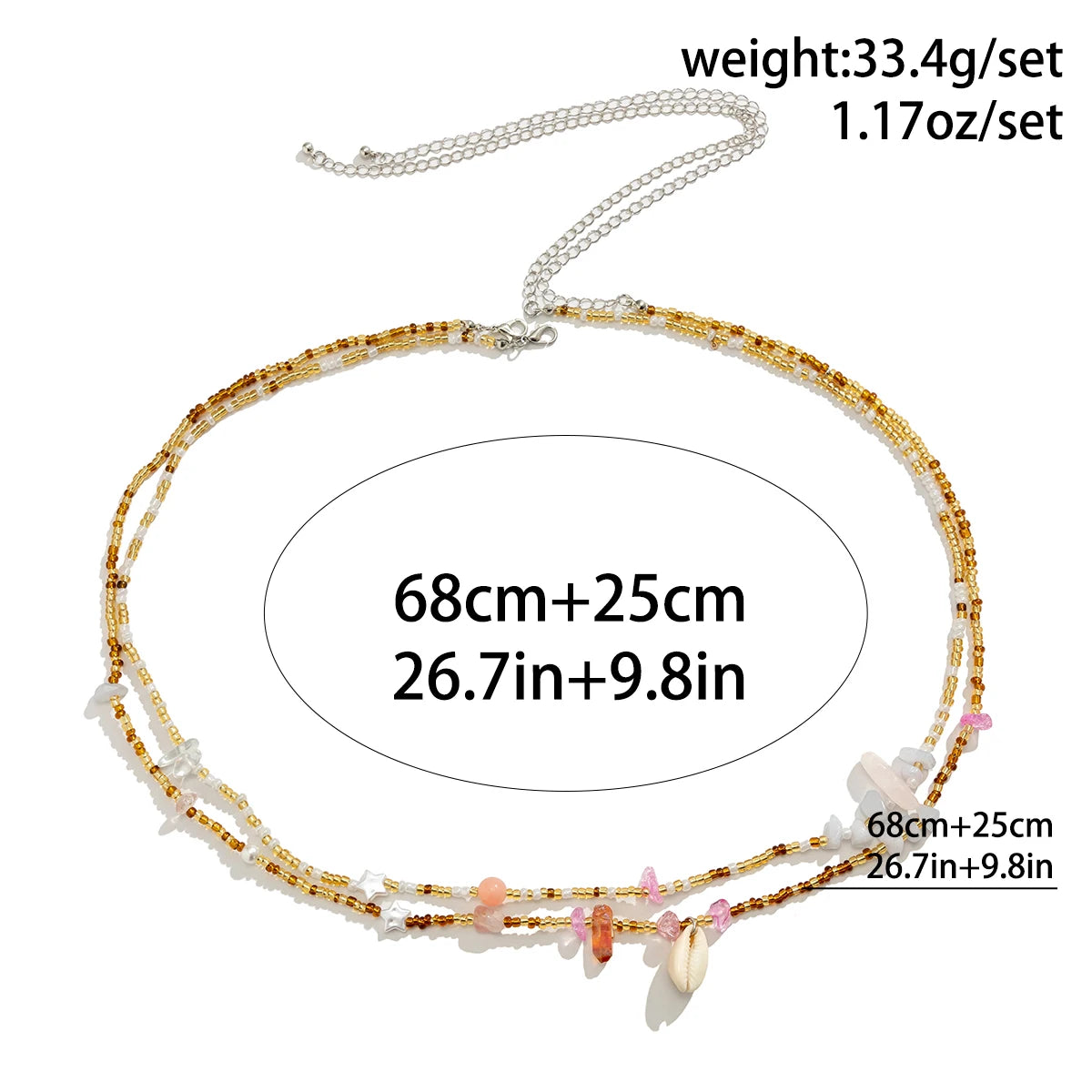 KunJoe Bohemia 2pcs/set Colorful Rice Beaded Belly Waist Chain Women Summer Imitation Pearl Irregular Stone Body Chain |...