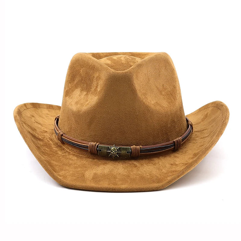Suede Western Cowboy Hat For Men Women Vintage Rolled Brim Felt Jazz Hats Outdoor Travel Knight Hats | Kimlud Outdoor...
