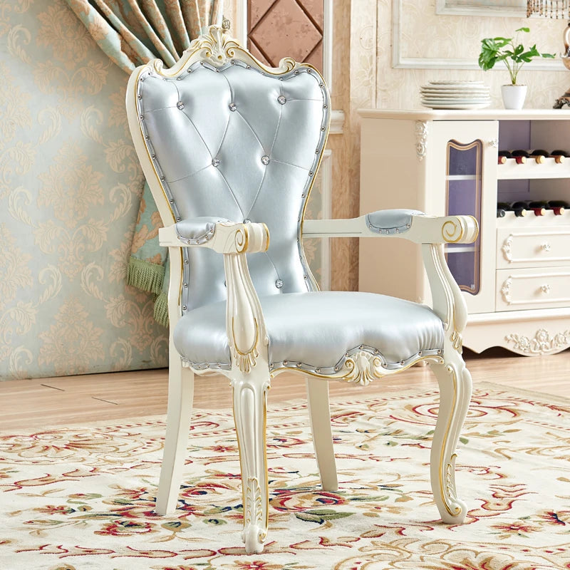 European Solid Wood Dining Chair Princess Lazy Throne Luxury Lounge Chair Fashion Butterfly Ergonomic Muebles Entrance Furniture - Kimlud