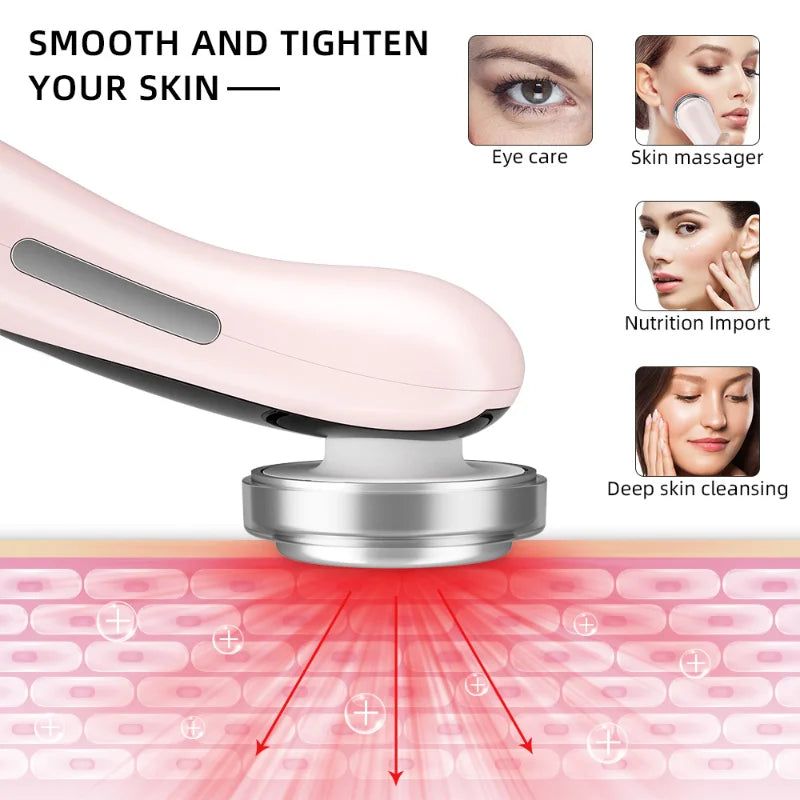 EMS Facial Massager LED Light therapy Sonic Ion Vibration Skin Tightening Face Lifting Anti Wrinkle Beauty Device Skin Care Tool