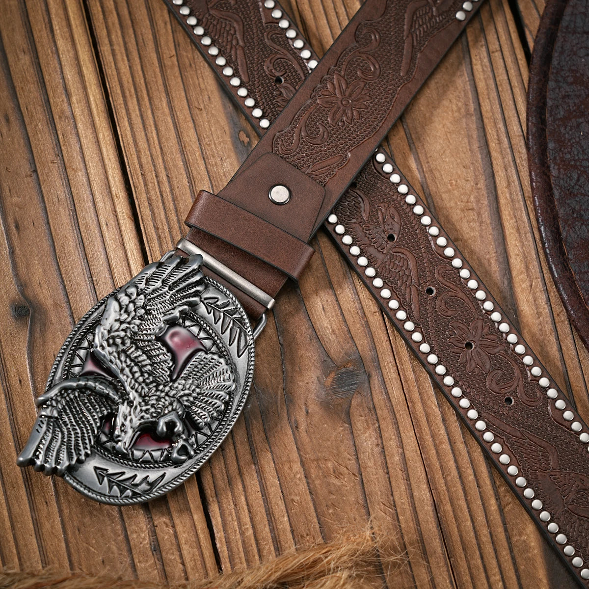 Men - Women - Western Denim - pu leather - Belt - Vintage jeans with needle buckle brown belt | Kimlud Mid Range Pants