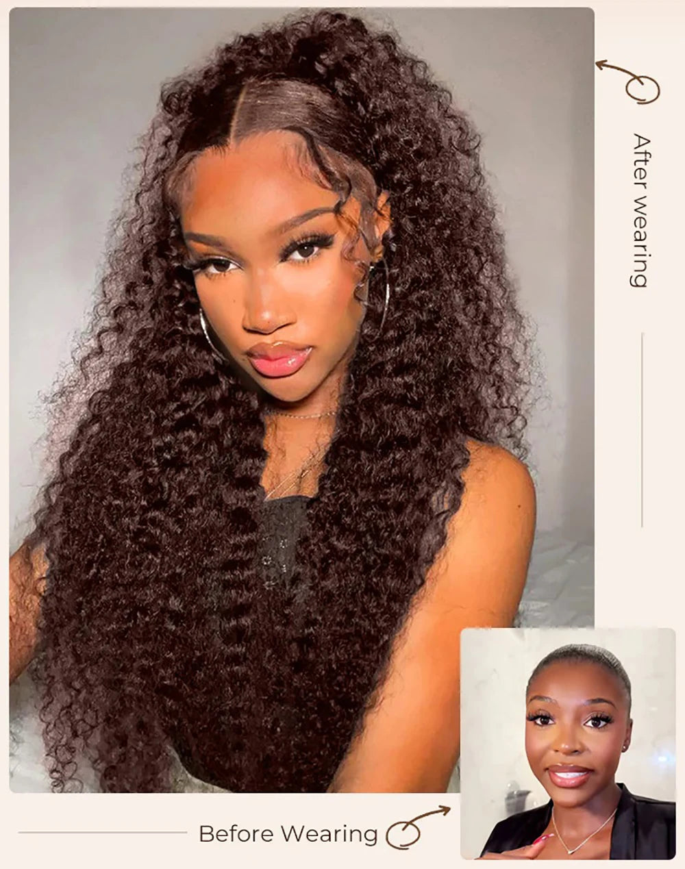 Chocolate Brown Deep Wave Glueless Wigs Human Hair Ready To Wear Pre-Cut Lace Wig 5x5 Wear Go Glueless Human Hair Wigs...