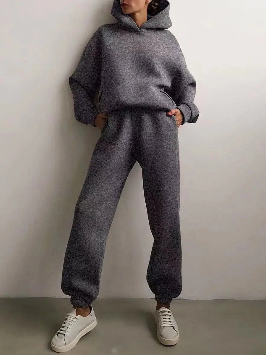 Winter Two Piece Sets Women Tracksuit Oversized Suit 2021 Autumn Trouser Suits Female Sweatshirt Solid Sports Hoodie...
