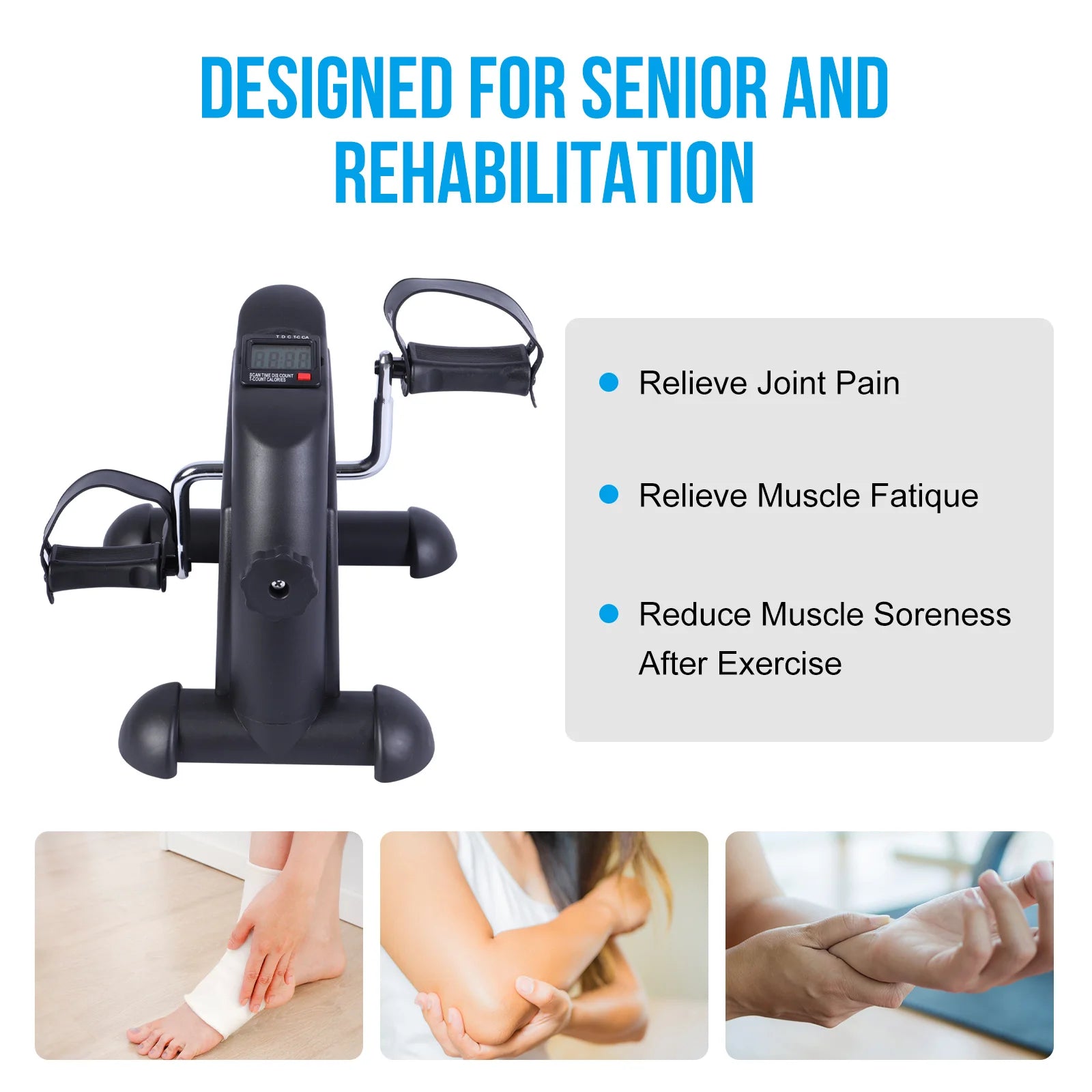 Mini Pedal Exercise Bike Under Desk Bicycle Trainer Fitness Cycling Portable LCD Display Arm Leg Fitness Equipment Home Office