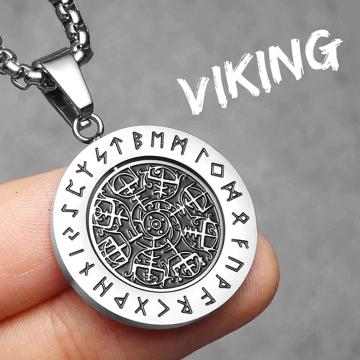 Rotatable Viking Compass Rune Men Necklaces With Pendant Stainless Steel Jewelry For Male Women Punk Accessories Gifts...