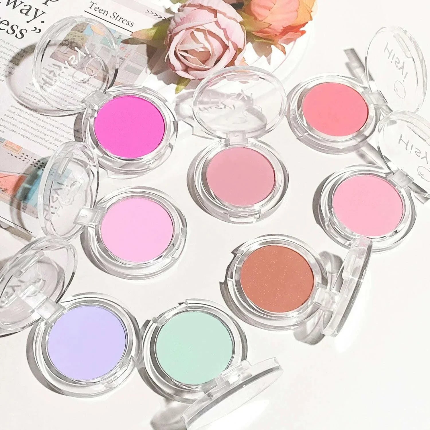HISYI monochrome blush whitening matte cosmetics vitality girl nude makeup natural smudge monochrome blush plate