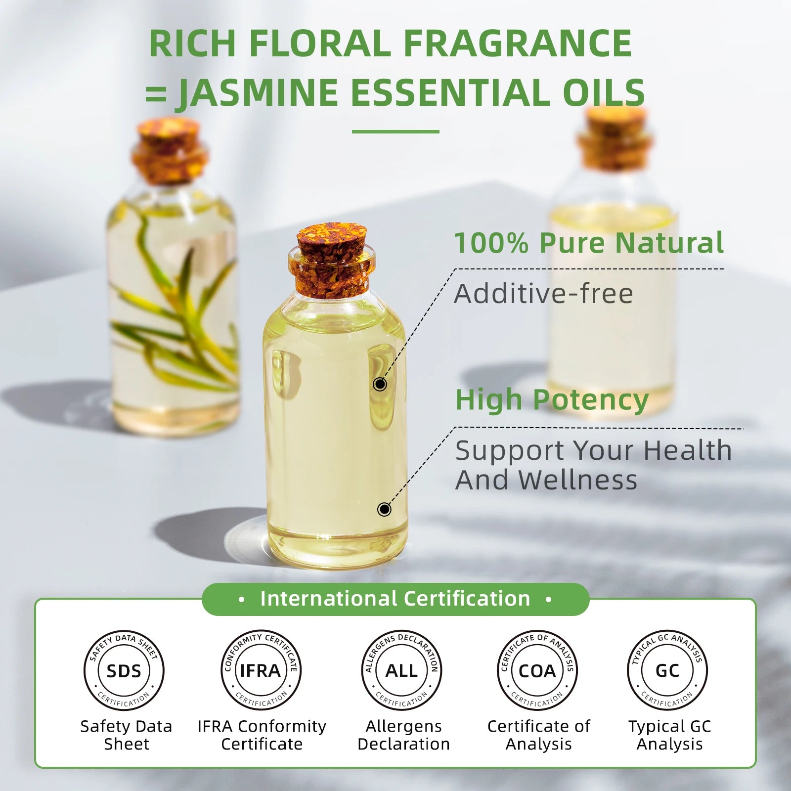 HIQILI 100ML Jasmine Ylangylang Orange Essential Oils, 100% Pure Floral Oil for Diffuser, Humidifier, Massage, DIY...