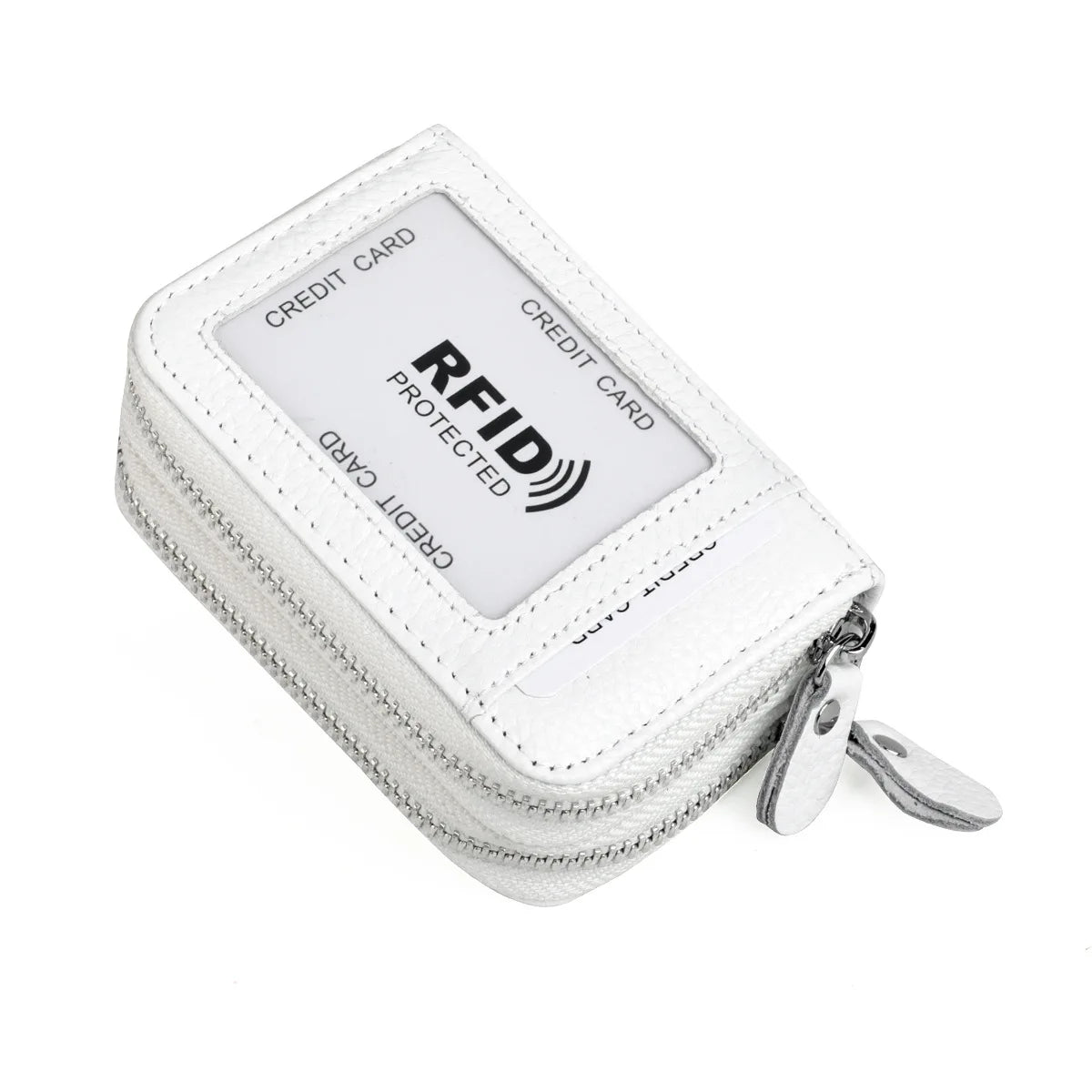 RFID Blocking Fashion Women Card Holder Genuine Leather Double Zipper Large Capacity Female Wallet Purse | Kimlud Mid...