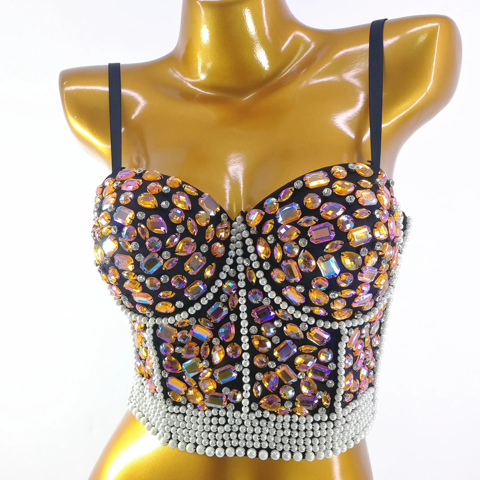 Quality Pearl Tank Tops Rhinestone Women Crop Top Club Clothes Streetwear Y2K Corset Woman Shaper Camis Fashion Feamale Clothing