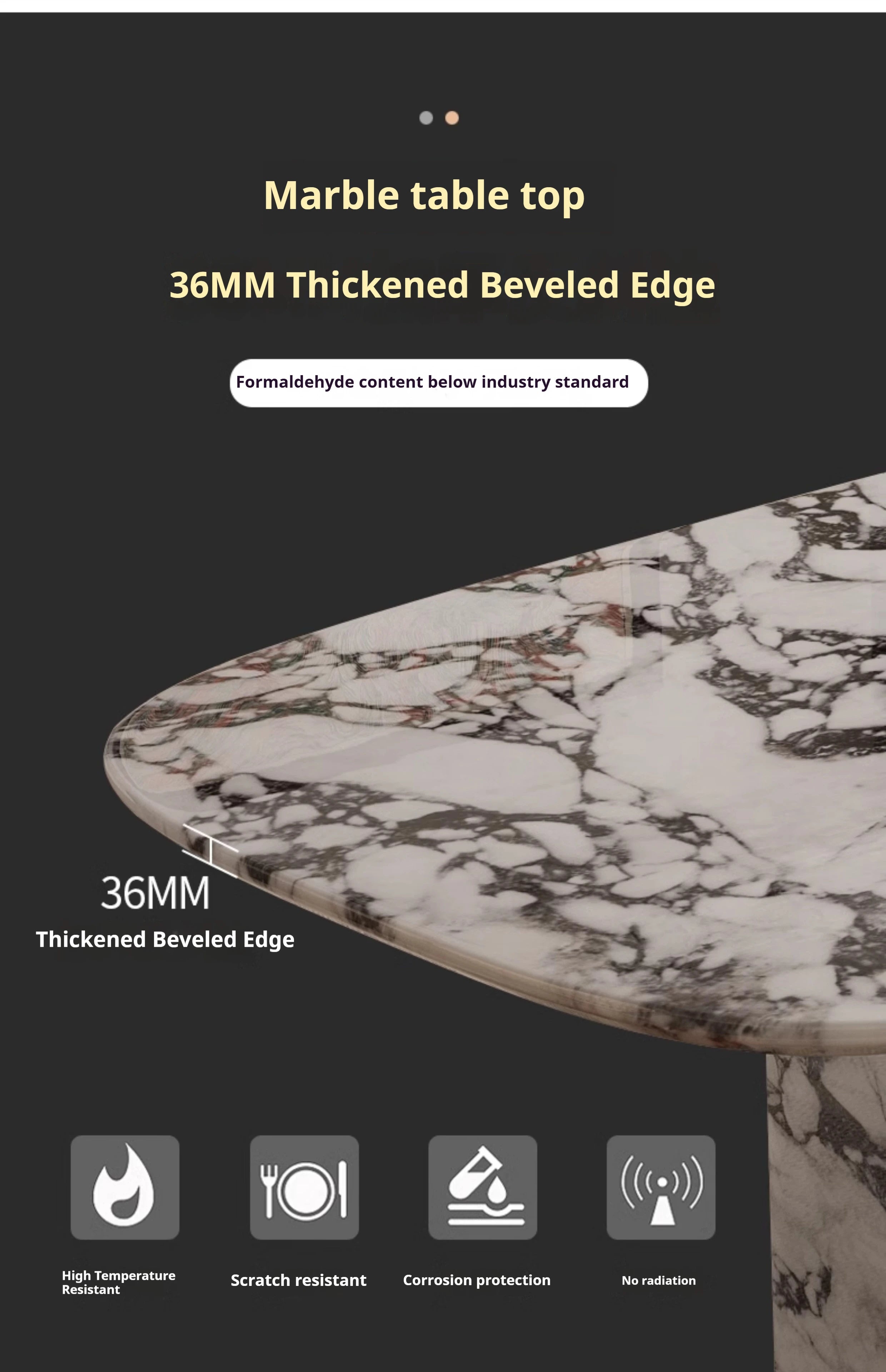 Luxury French Rectangle Marble Table, Cream Aesthetic Designer Villa Furniture, Trendy Natural Stone Dining Table - Kimlud