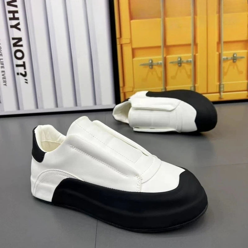 Platform Shoes Men's Sneakers Trend Flat Leather Male Casual Shoes Soft Sole Running Shoes Designer Increased Internal Footwear