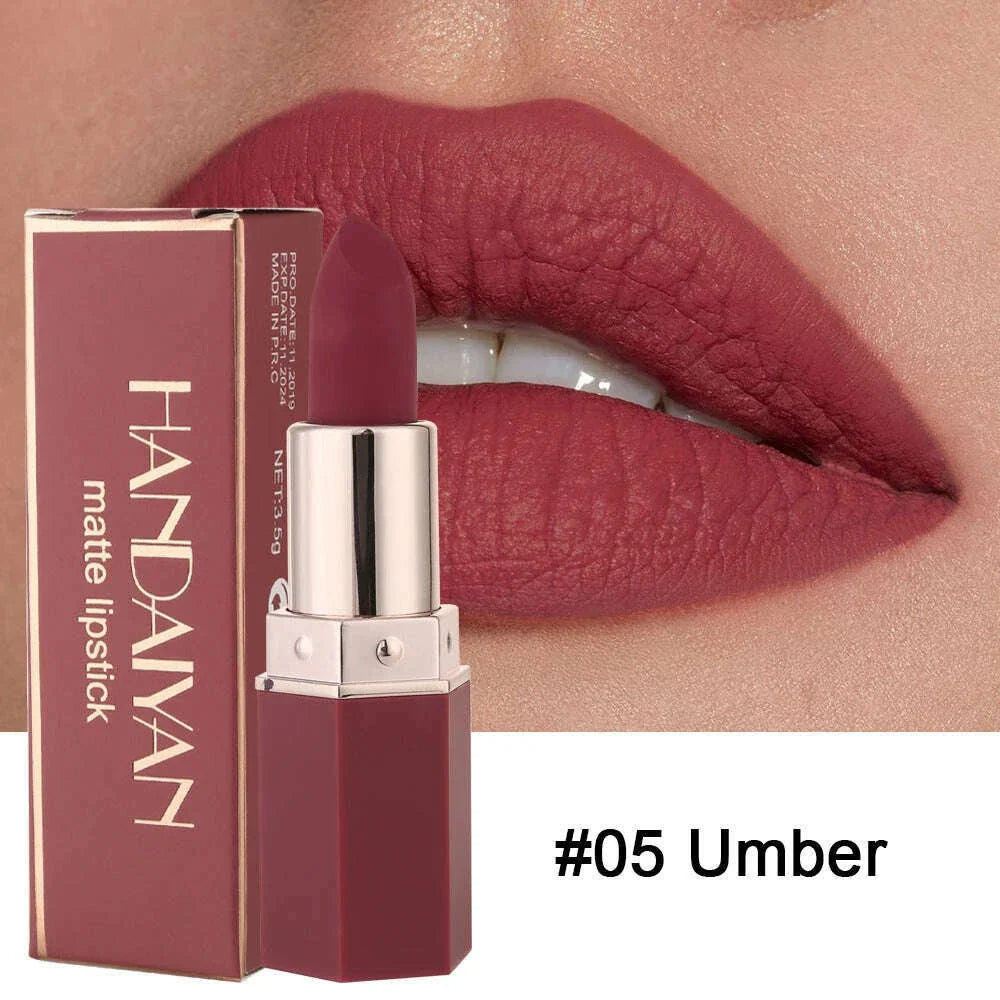 HANDAIYAN Moisturizing Long-Lasting Matte Lipstick 6-Color Non-Stick Cup Show Temperament Sexy Nude Makeup Lipsticks Cosmetics