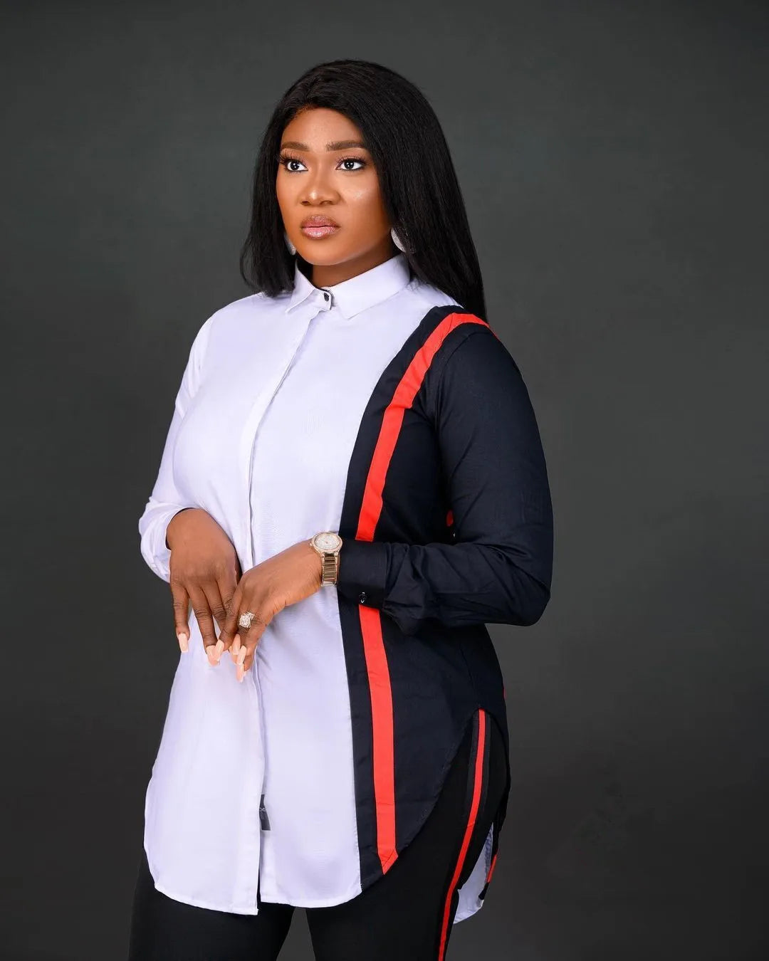 M-6133 European and American Fashion Positioning Multiple Long Sleeve Printed Shirts Autumn Style