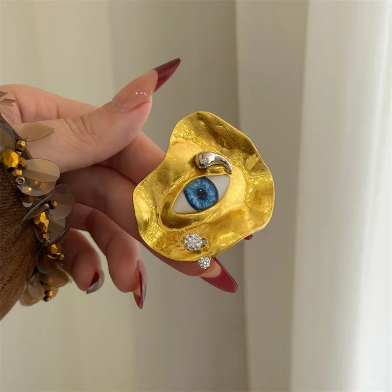 Human face opening single size ring personalized old eyes ring ring