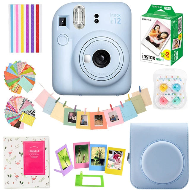 Genuine Fujifilm Instax Mini 12 Instant Camera With 20 Sheets Mini Film Paper Camera Shoulder Strap Bag Accessories Gift Suit - Kimlud