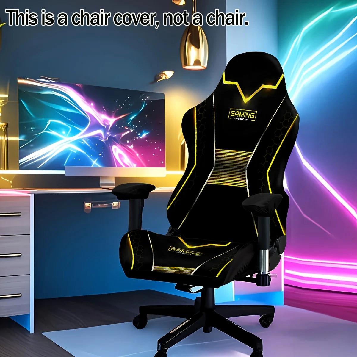 One-Piece Stretch Gaming Chair Cover Brilliant Green Light Chair Cover High Elasticity for Office Gaming Chairs Home Decoration - Kimlud