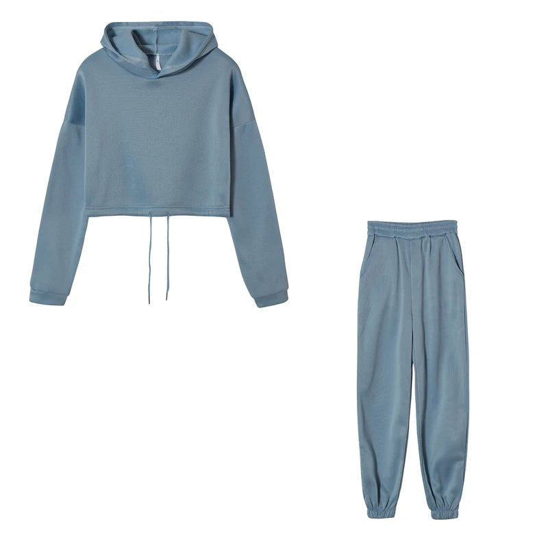 Fashion Trend Women's Wear, Long-sleeved Sports Casual Suit Waist Two-piece Set - Kimlud