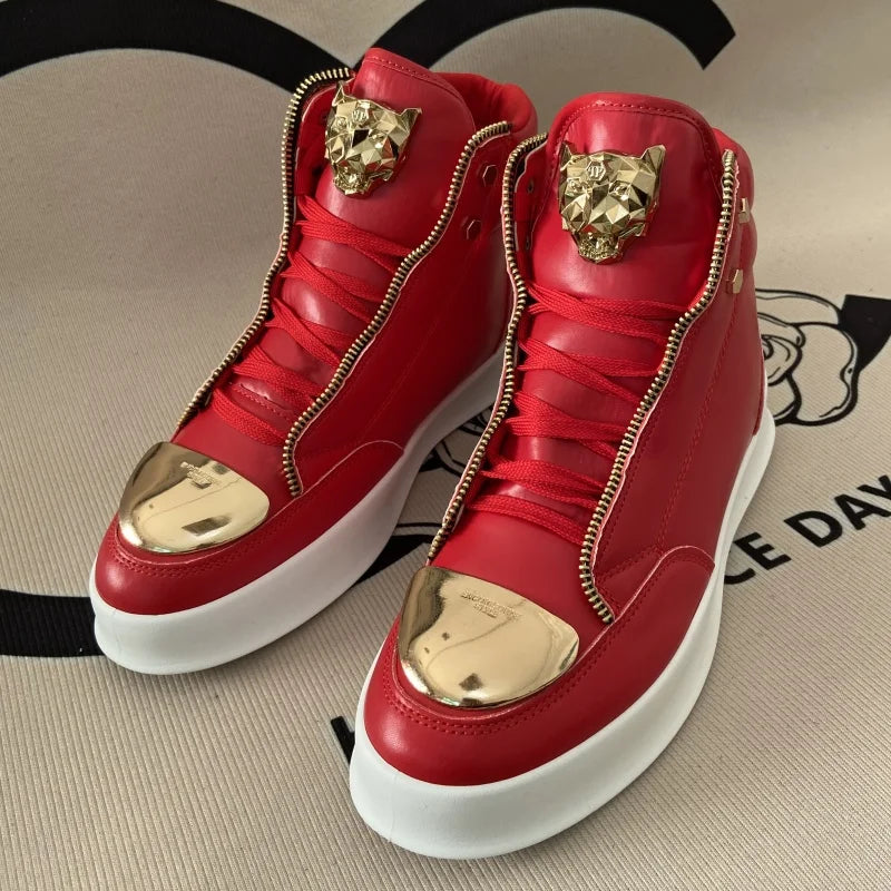 Zip decoration casual sneaker designer shoes for man luxury brand trainers running shoes high top sports casual ankle boots men - Kimlud