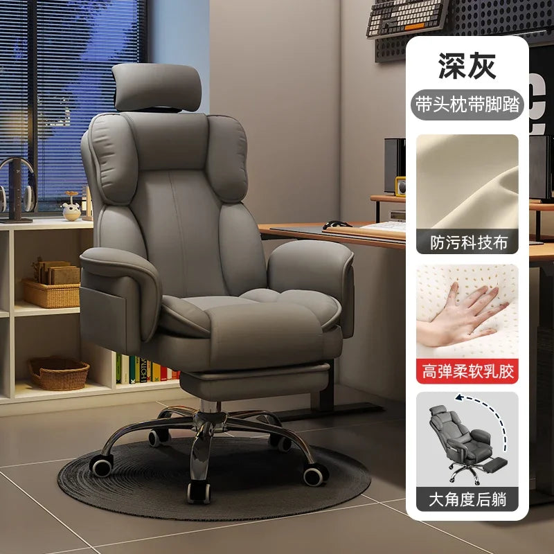 Office Chair Ergonomic Big Tall Computer Desk Chair with Retractable Adjustable Headrest Leather Chair with Flip up Armrests