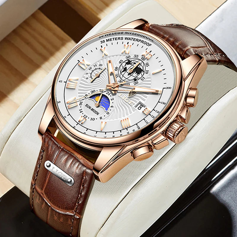 LIGE Fashion Automatic Date Men Quartz Watches Top Brand Luxury Male Clock Chronograph Sport Mens Wrist Watch Relogio Masculino