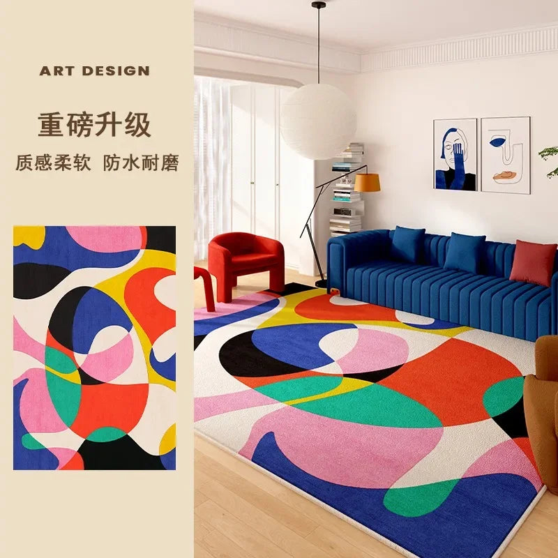 Living Room Carpet Art Irregular Color Abstract Home Bedroom Bedside Mat Easy To Care Cloakroom Coffee Table Rug Ковер Tapis 러그 - Kimlud