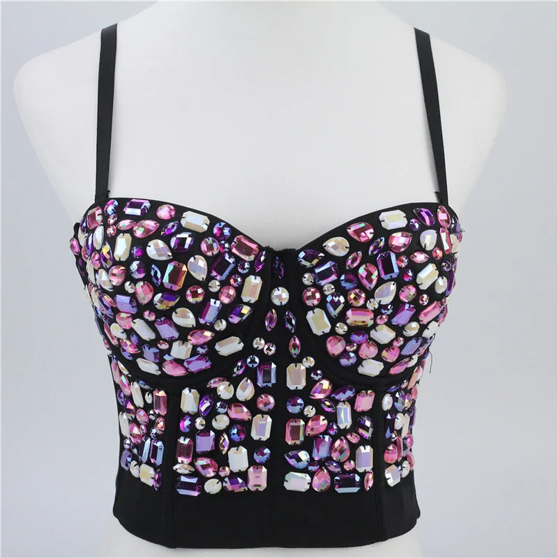 Quality Pearl Tank Tops Rhinestone Women Crop Top Club Clothes Streetwear Y2K Corset Woman Shaper Camis Fashion Feamale Clothing