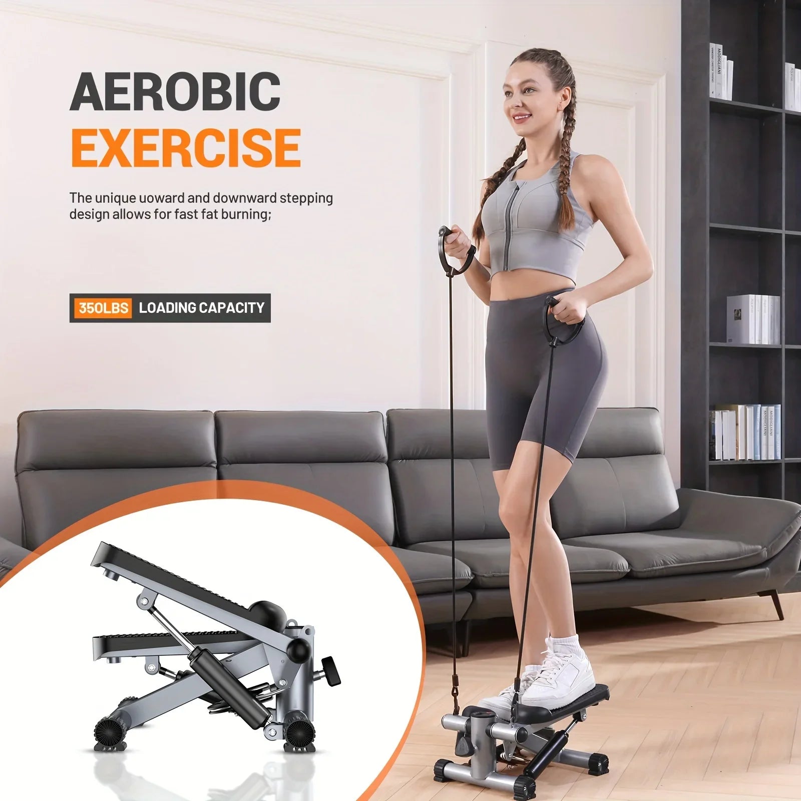 Indoor Fitness Equipment Exercise Steppers 350lbs Hydraulic Fitness Stair Multifunctional Climbing Pedal Machine Mini Stepper