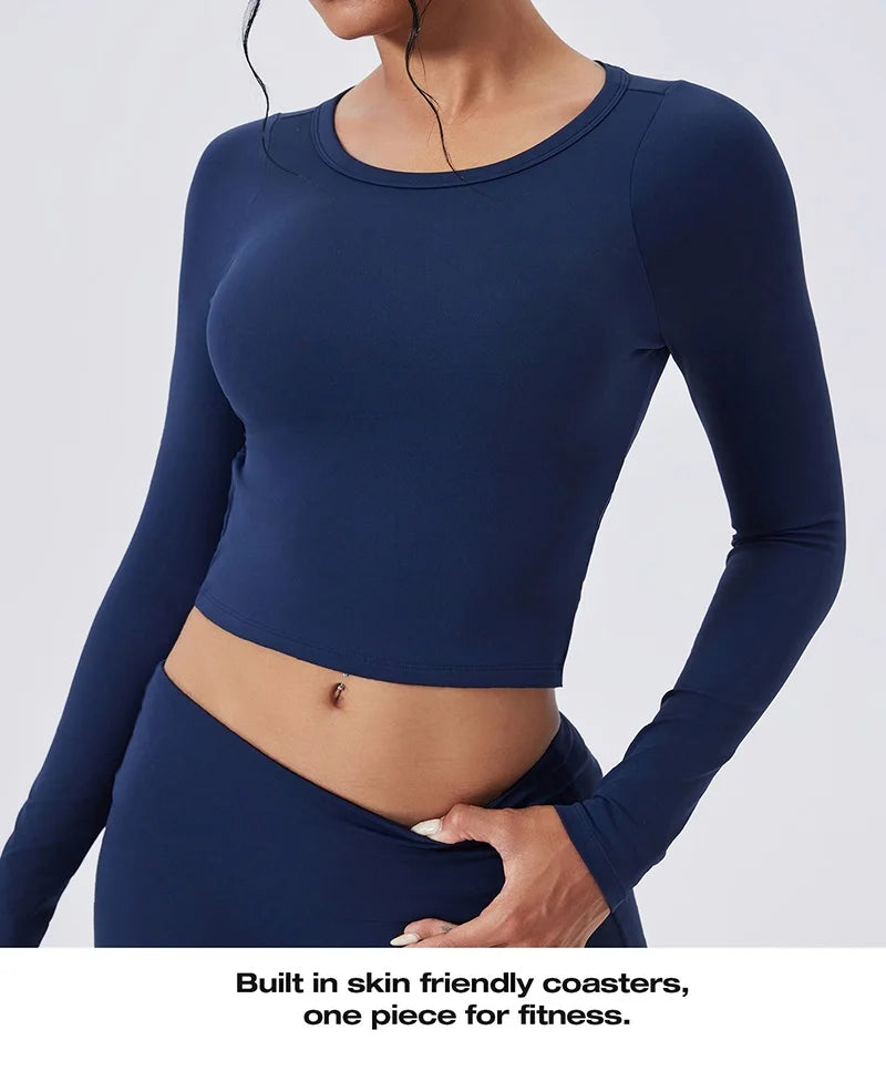 Cloud Hide SEXY Back Grey Yoga Shirts for Women Long Sleeve Pilates Blouse Sports Gym Fitness Top Running T-Shirt Workout Shirt - Kimlud