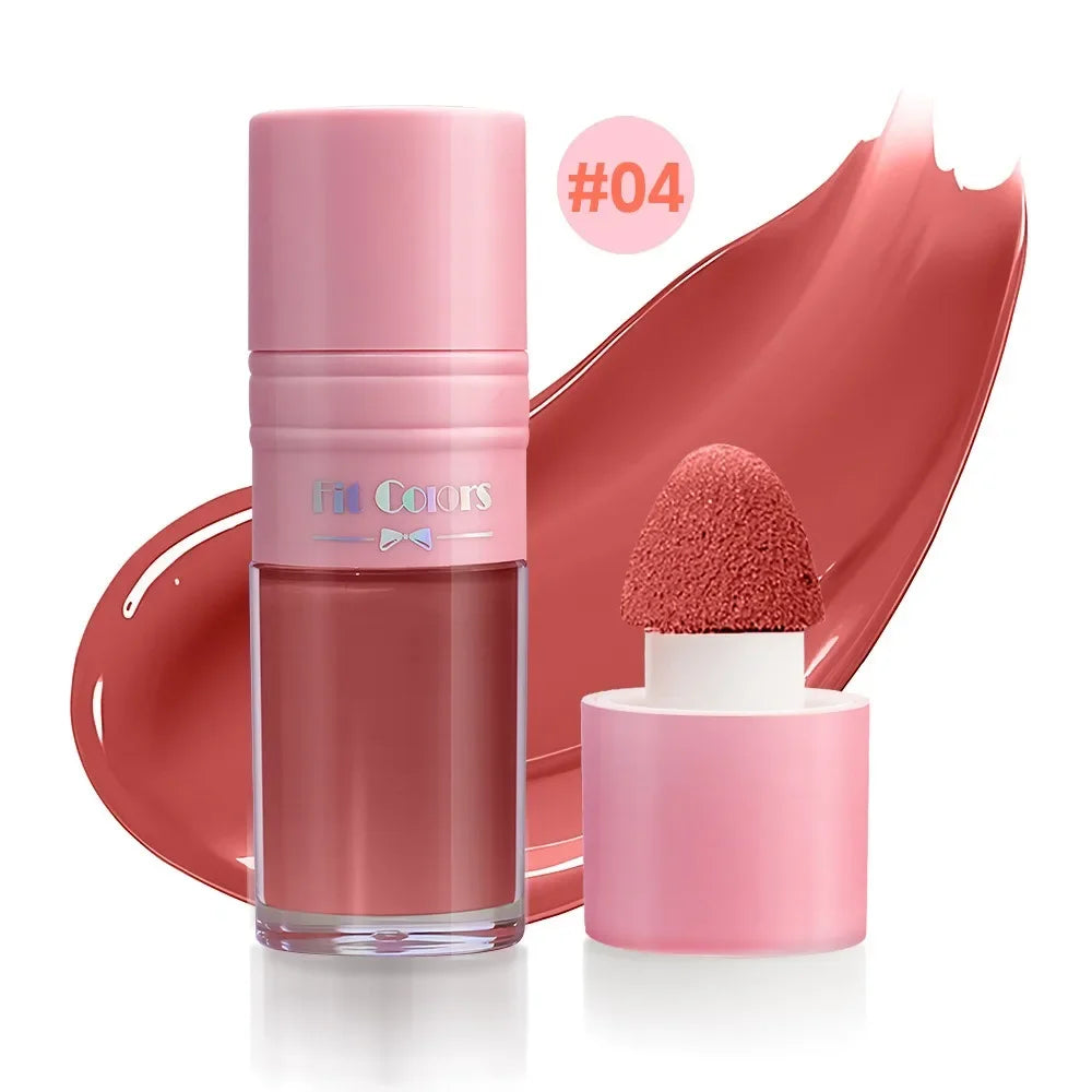 14 Colors Matte Liquid Blush Contour Highlighter Waterproof Long Lasting Sponge Brush Head High Pigment Blusher Brighten Bronzer