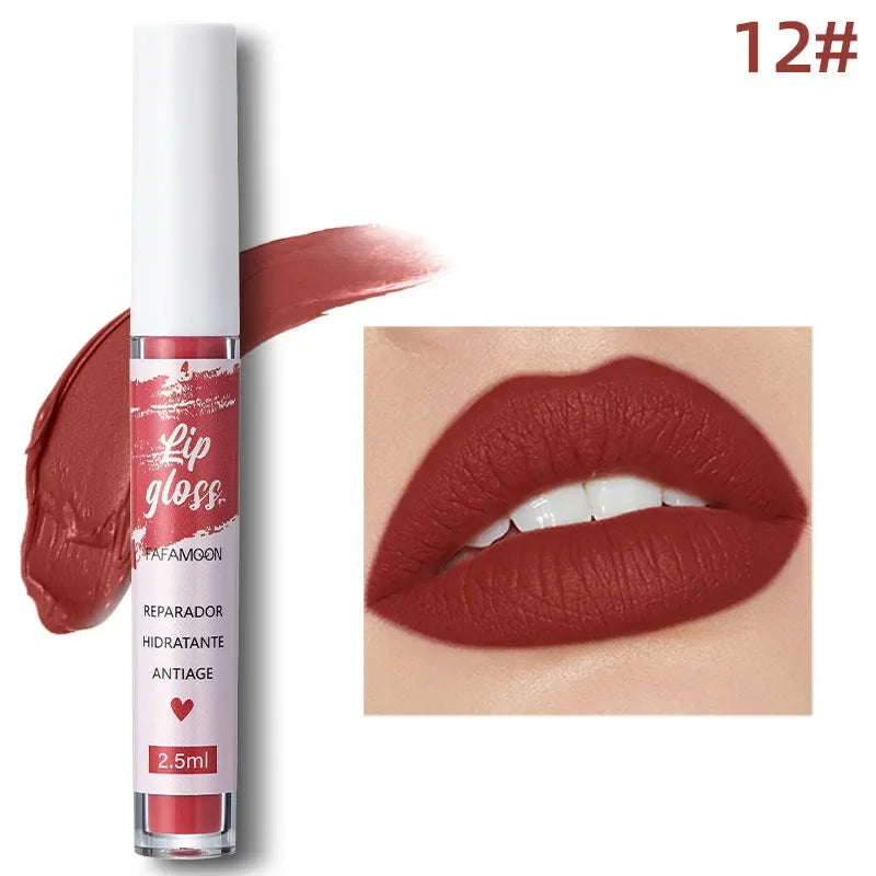 Rose Red Matte Liquid Lipstick Makeup Lip Glaze Moisturizing Waterproof Durable Lip Mud Non-stick Cup Lip Gloss Makeup...