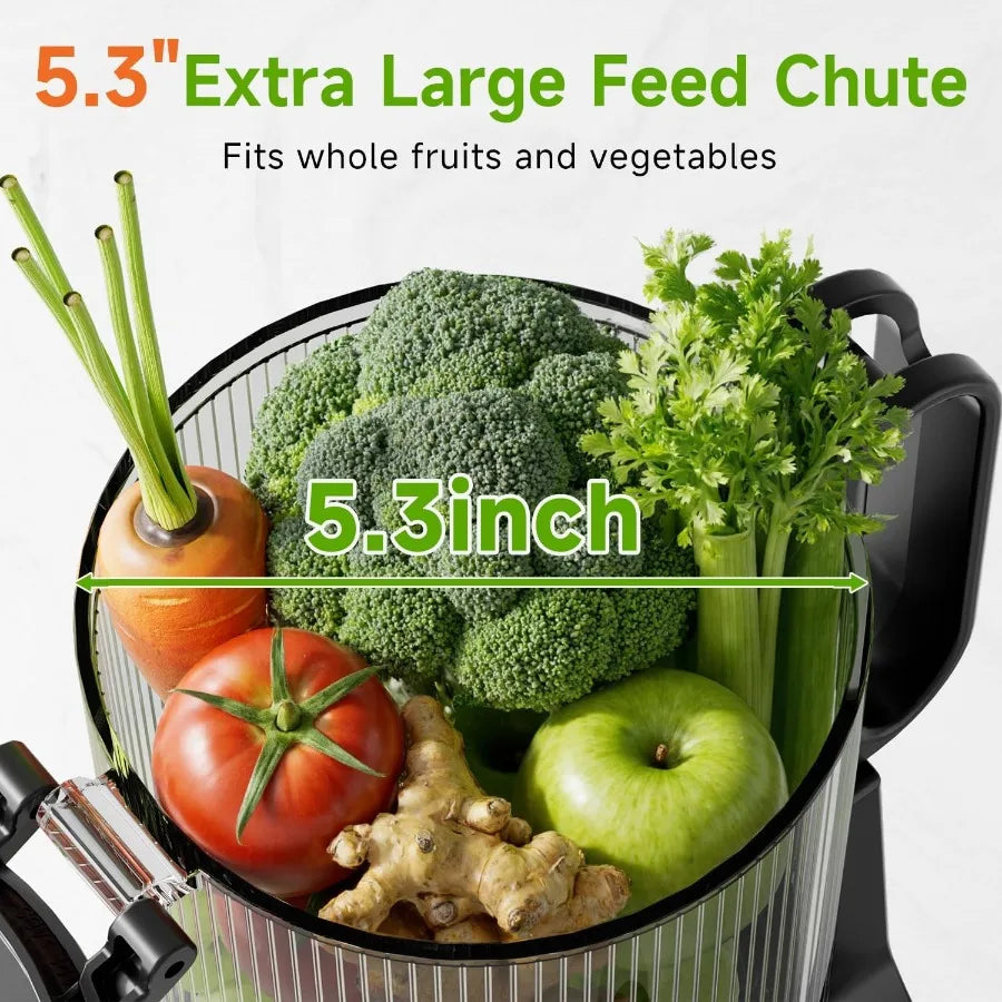 Cold Press Juicer with 5.3Inch Extra Large Feed Chute Designed for Whole Fruits and Vegetables 350W Slow Masticating Juicer Mac