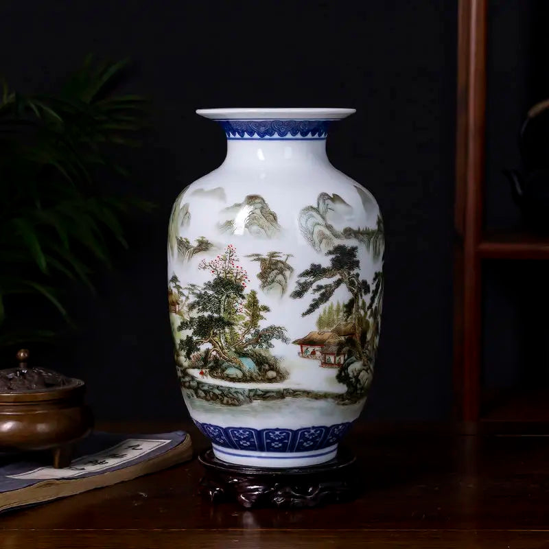 Jingdezhen Colorful Underglaze Vase Ceramic Acccessories Art Home Room Decoration Items Study Office Desktop Furnishing Crafts