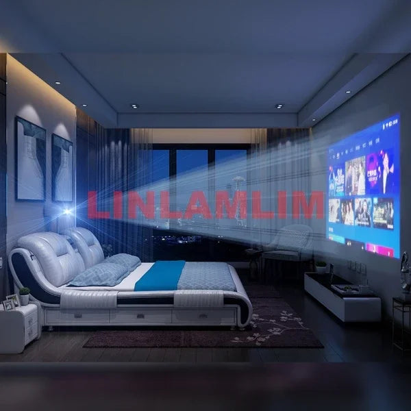 Genuine Leather Bed Multifunctional Beds Ultimate Massage Camas with Bluetooth,Speaker,Safe,Air Cleaner,...