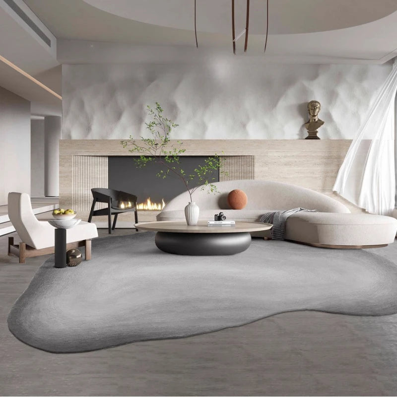 Wabi sabi Style Carpets for Living Room Luxury Bedroom Decor Gray Carpet Irregular Shape Plush Rug Fluffy Soft washable Mat