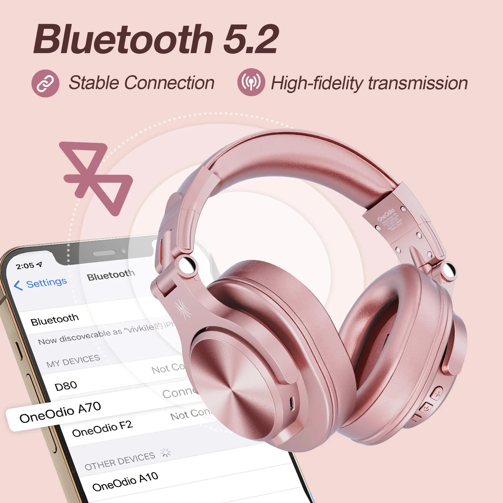 Oneodio A70 Wireless Headphones Bluetooth 5.2 Earphone Over Ear Handsfree Headset With Microphone For Phone PC Computer Office