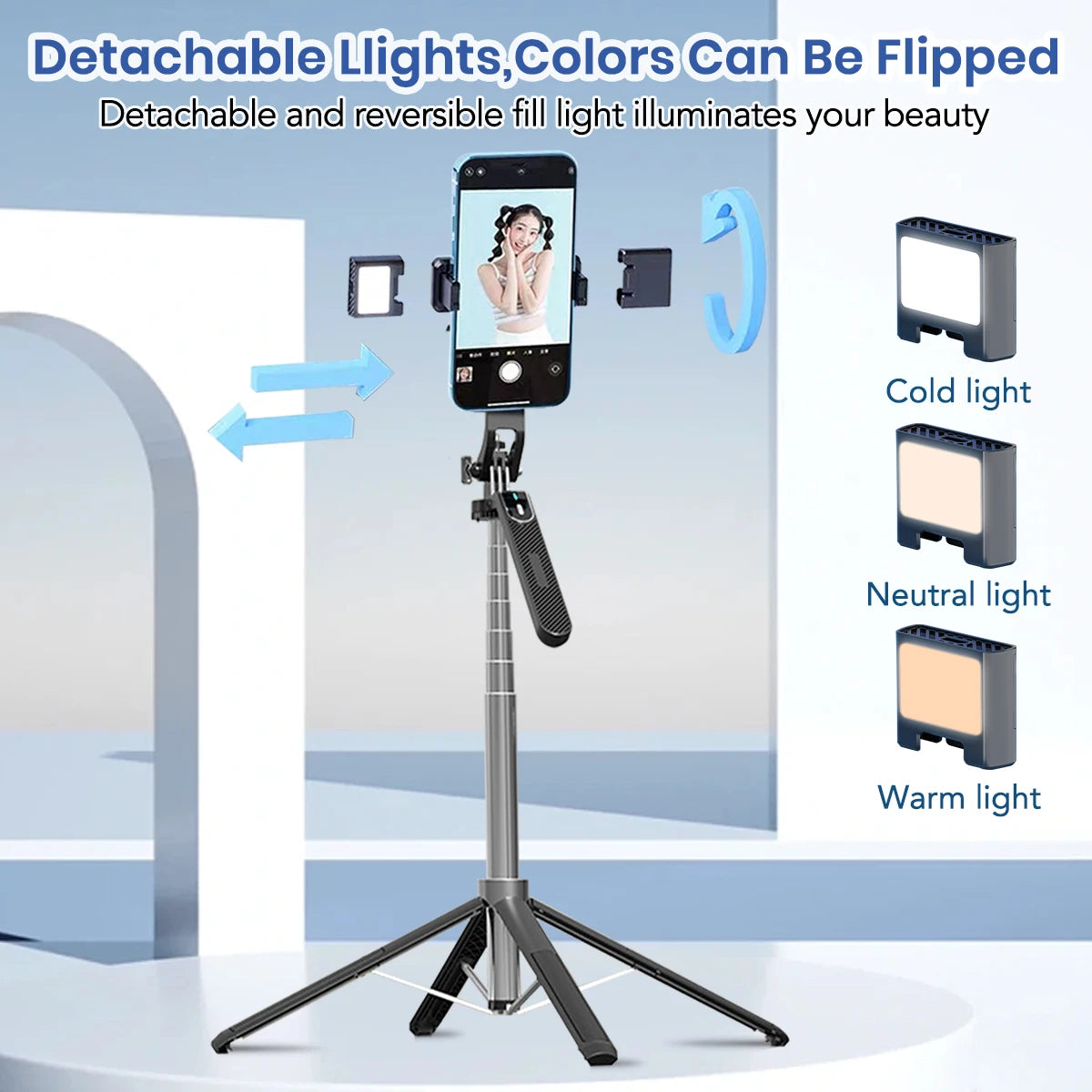 LISCN 180CM Selfie Stick Tripod 360 Rotation Portable Foldable Cell Phone Tripod Stand Stabilizer for Travel Video Photograph