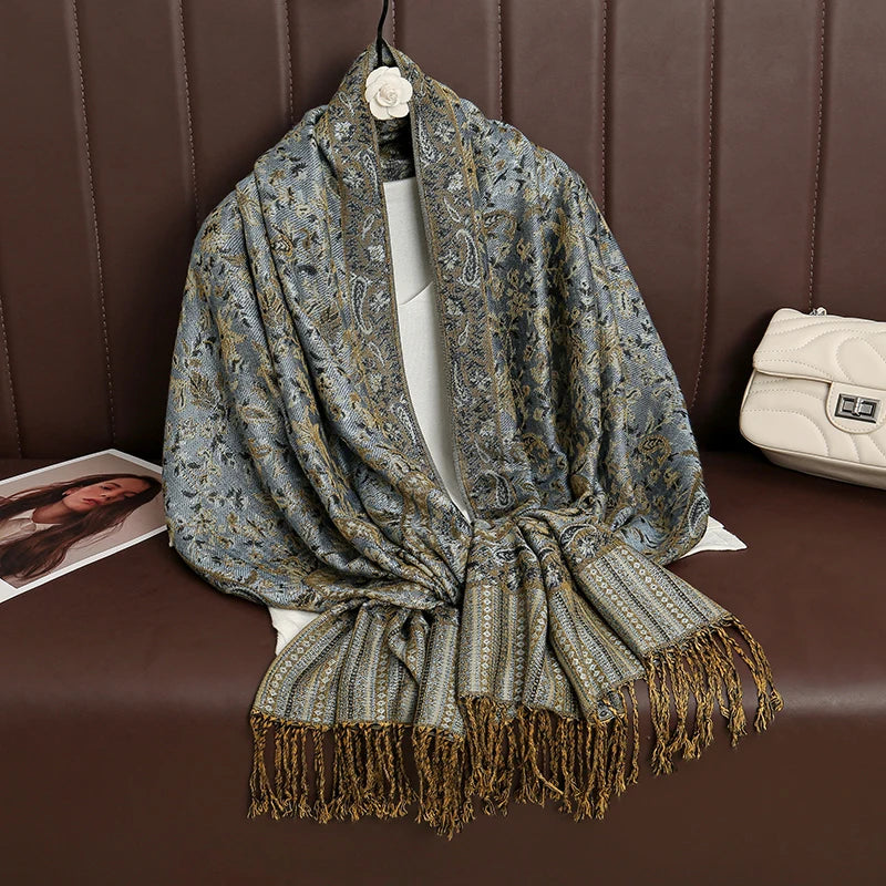 Luxury Brand Autumn Cashmere Pashmina Shawl Lady Wrap Warm Winter Scarves Design Print Female Foulard Cotton Stoles...