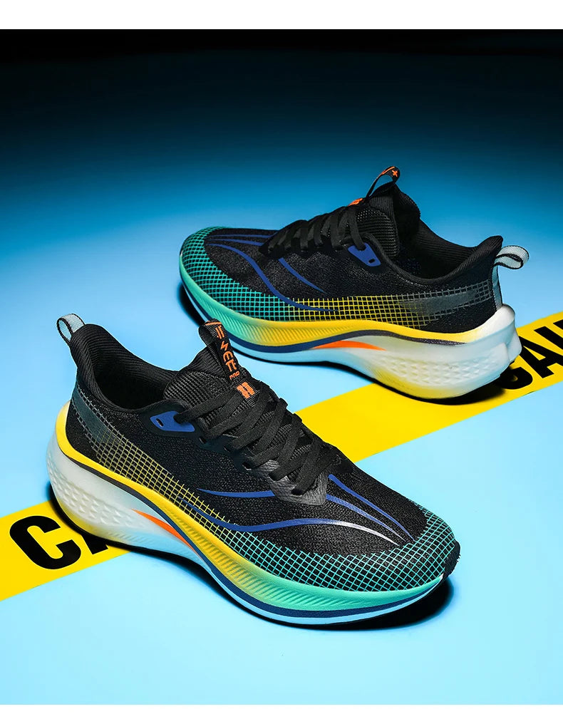 Fashion men's and women's sports running shoes casual breathable mesh surface carbon plate support wear-resistant rubber outsole