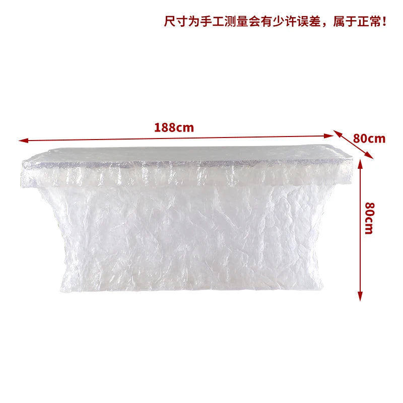 Premium Light Luxury Transparent Resin Hotel Front Desk Restaurant Villa Kitchen Partition Luminous Crystal Glacier Island Table