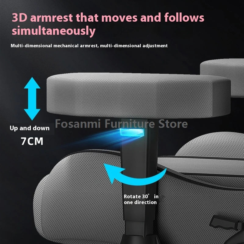 Stylish Reclining Gray Leather Gaming Chair Home Office Ergonomic Desk Chair with Lumbar Pillow Adjustable Gamer Computer Chairs