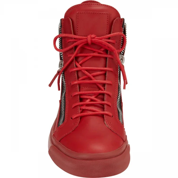 Celebrity Fashion Stars Men Vulcanize Shoes Men Spring Autumn Black PlatformSneakers Lace-up High Top Kanye Shoes Side Zipper